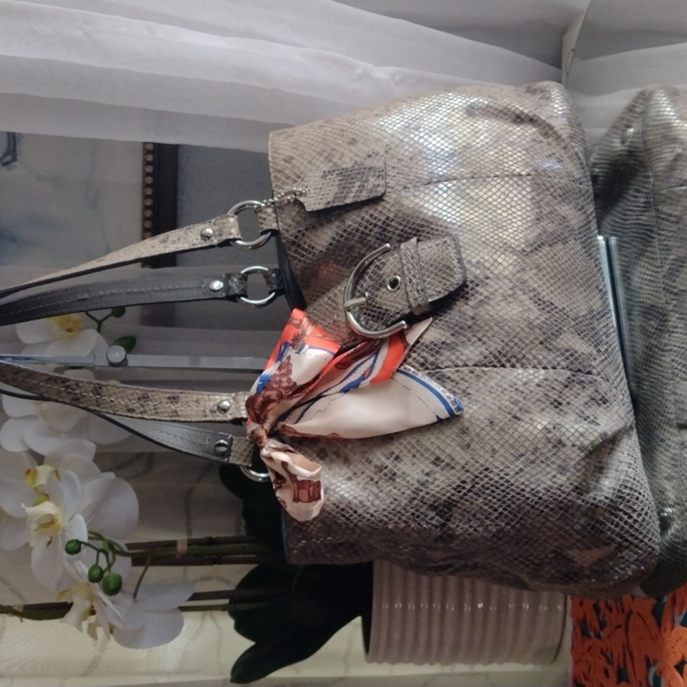 Authentic Coach Embossed Exotic Python Leather Ba… - image 1